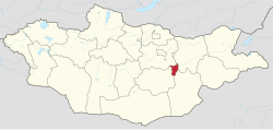 Gobisümber ilinin Moğolistan'daki konumu
