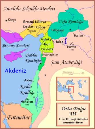Diğer Haçlı Devletlerinin yanında Kudüs Krallığı
