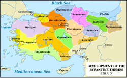 Bizans themaları haritası, c. 950