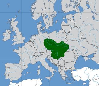 Svatopluk'un Büyük Moravya İmparatorluğu'nun toprak genişlemesinin haritası.