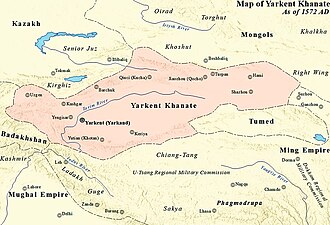 Yarkand Hanlığı haritadaki konumu