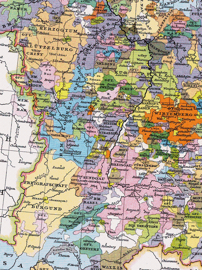Kutsal Roma İmparatorluğunda (y. 1400) Lorraine Dükalığı (mavi)