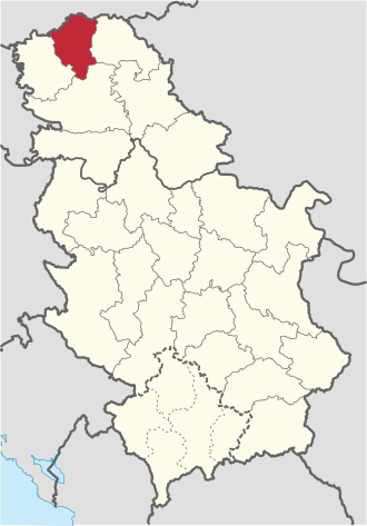 Kuzey Bačka İlçesi sınırlarının Sırbistan'daki konumu