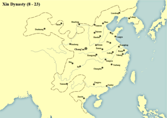 Xin Hanedanlığı Haritası (MS 8 - 23)