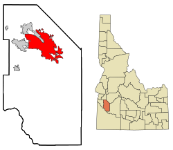 Boise'in Ada County'deki konumu.