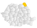 Map of Romania highlighting Botoșani County