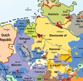 Hanover Elektörlüğü'nün 1789'daki sınırları