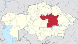 Karagandı'nın Kazakistan'daki konumu