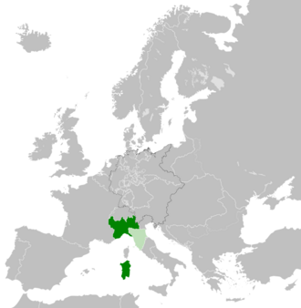 Piedmont Sardunya ve Orta İtalya Birleşik Eyaletleri Haritası