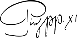 XI. Pius's signature
