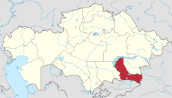 Almatı Eyaleti'nin Kazakistan haritasındaki konumu