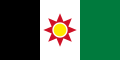 Irak'ın bütünlüğünü temsilen Kürt güneşini de içeren Pan-Arap renklerindeki Irak bayrağı. (1959-1963)