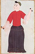 Kastanyetli Köçek dansçısı. Balázs Szigetvári Csöbör'ün Osmanlı minyatürü, 1570.
