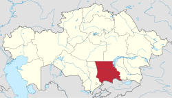 Jambıl Eyaleti'nin Kazakistan'daki konumu