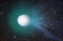 Comet 17P/Holmes and its blue ionized tail
