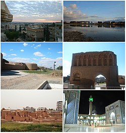 Rakka silüeti • Fırat Rakka şehir surları • Bağdat kapısı Kızlar Sarayı • Uwais al-Qarni Camii