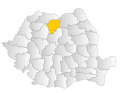 Map of Romania highlighting Bistrița-Năsăud County