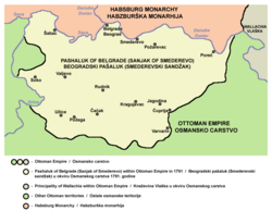 Смедеревски санџак harita üzerinde