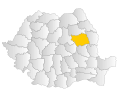 Map of Romania highlighting Bacău County