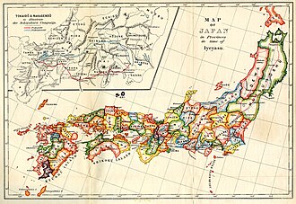 Tokugawa Ieyasu'nun şogun olduğu dönemdeki Japonya'nın Tokugawa idaresindeki derebeyliklerin haritası