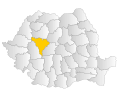 Map of Romania highlighting Alba County