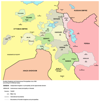 1835 yılında Kürt beylikleri