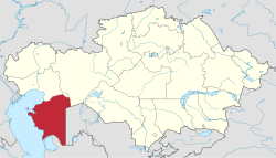 Mangistav Eyaleti'nin Kazakistan'daki konumu