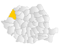 Map of Romania highlighting Bihor County
